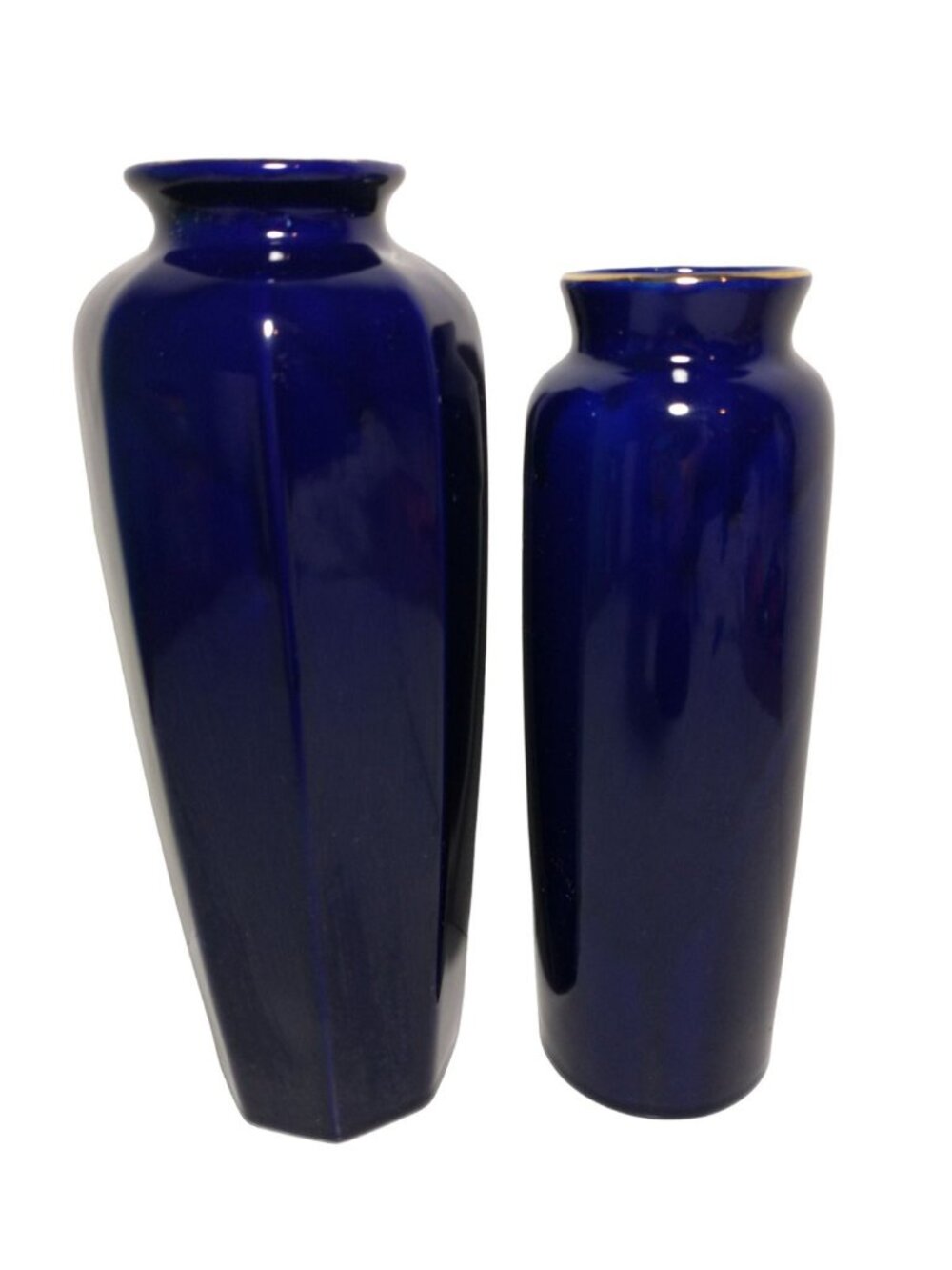Vtg Cobalt Blue Vase with Pheasant Gold Accents Lot of 2 Japan Signed - Picture 3 of 10